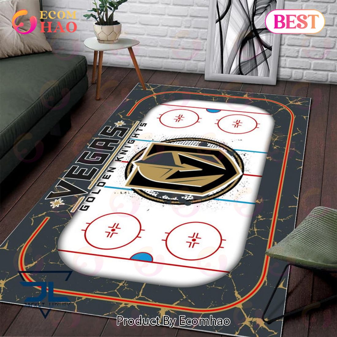 NHL Vegas Golden Knights Non Slip Rug Home Decor For Living Room, Bedroom Rug