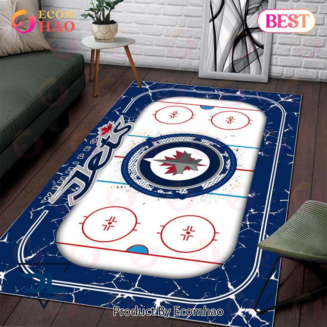 NHL Winnipeg Jets Non Slip Rug Home Decor For Living Room, Bedroom Rug