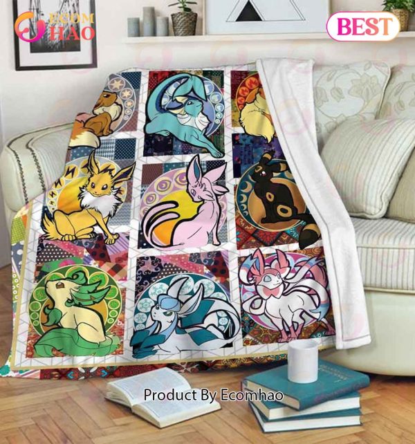 Pokemon Eevee Evolution Fairy Type Lover Quilt, Fleece Blanket, Sherpa Fleece Blanket