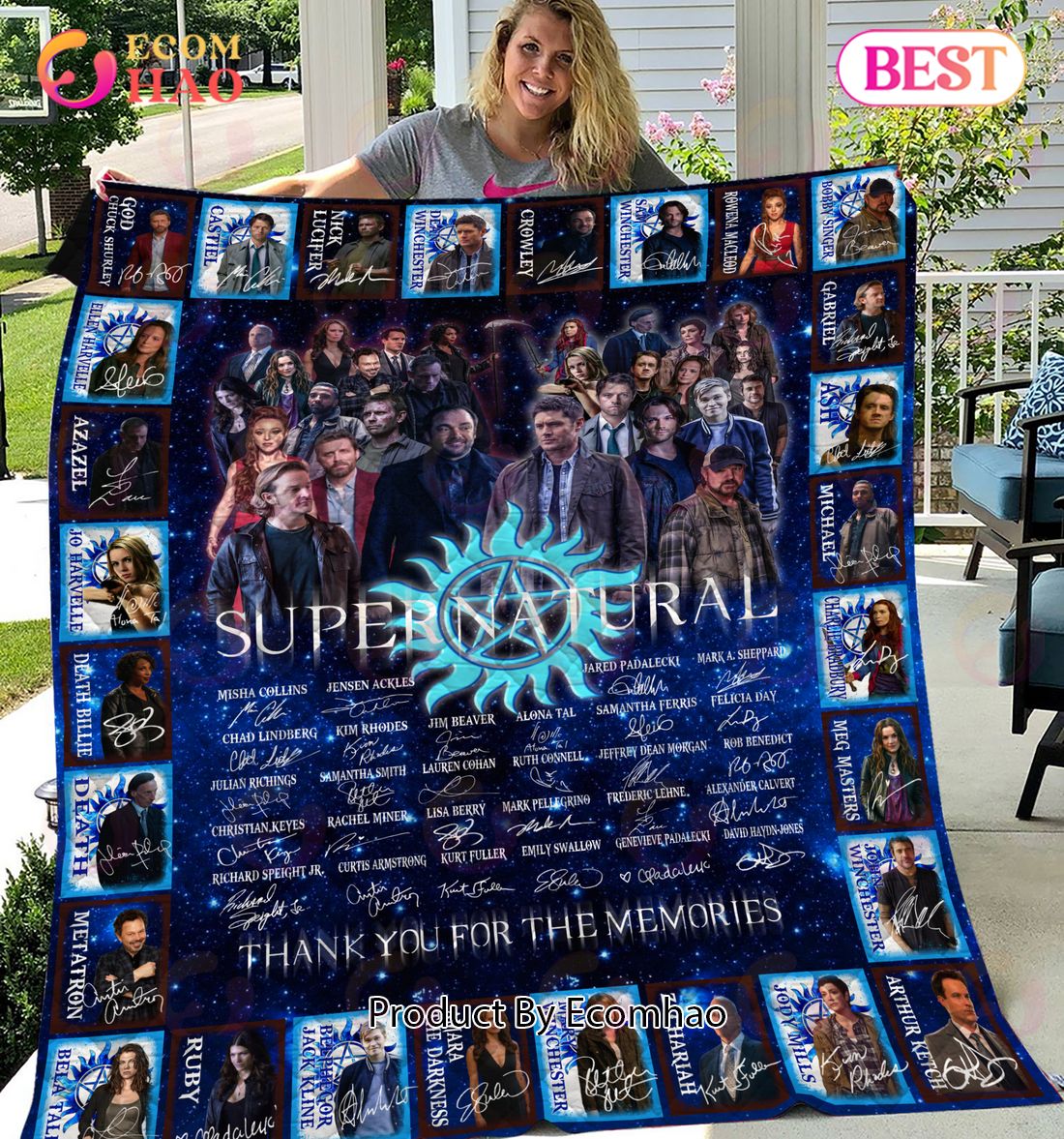 Supernatural TV Series Winchester Thank You For The Memories Quilt, Fleece Blanket, Sherpa Fleece Blanket