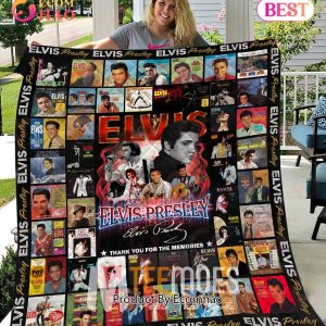 Vintage Elvis Presley All Albums Quilt, Fleece Blanket, Sherpa Fleece Blanket