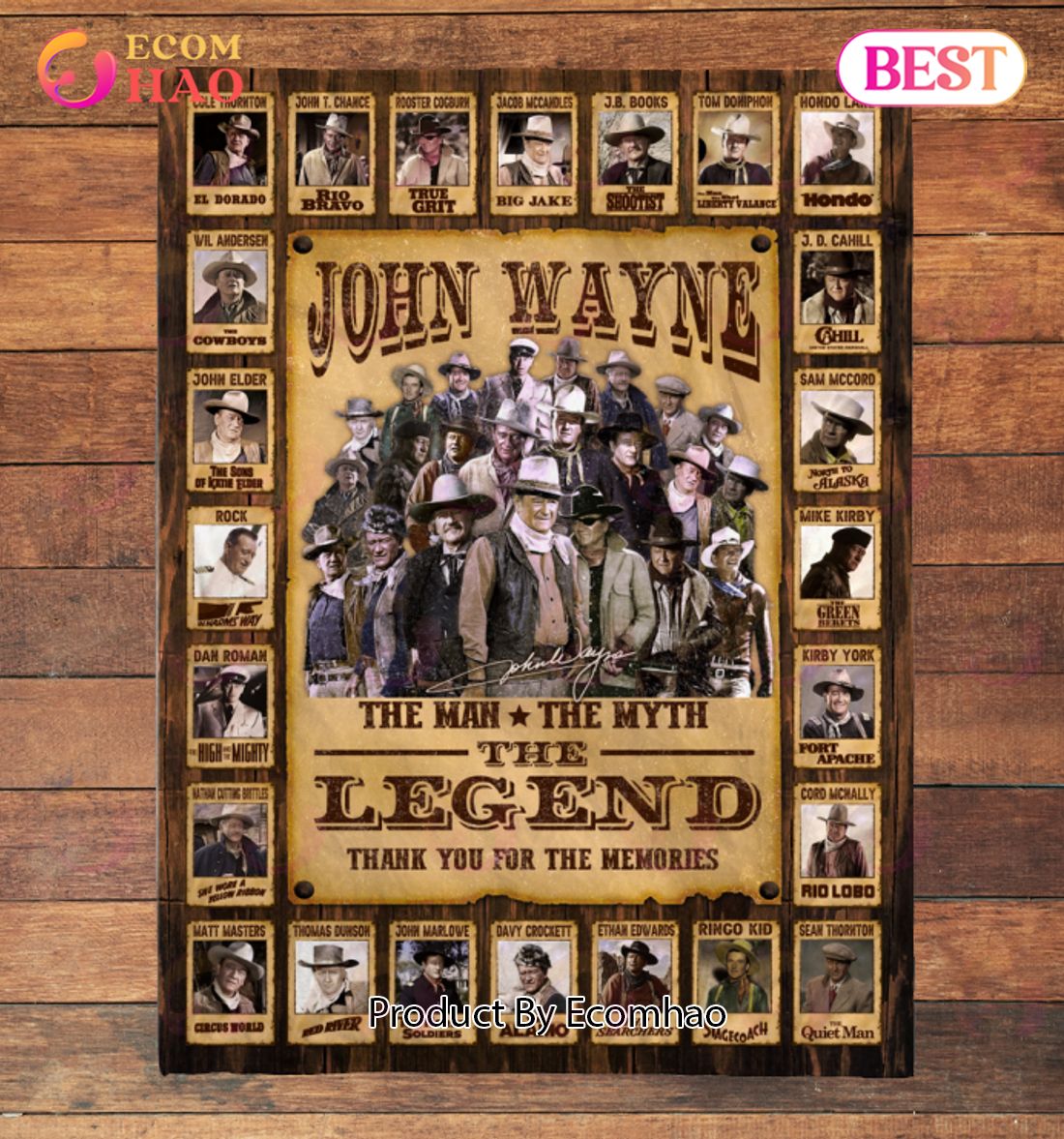 John Wayne Vintage The Duke The Man The Legend Quilt, Fleece Blanket, Sherpa Fleece Blanket