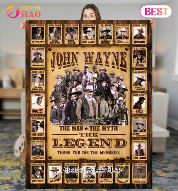 John Wayne Vintage The Duke The Man The Legend Quilt, Fleece Blanket, Sherpa Fleece Blanket