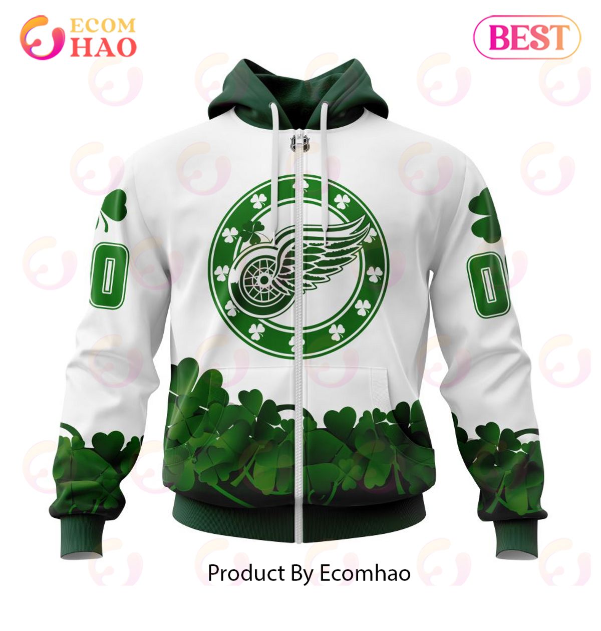 NHL Detroit Red Wings Happy St.Patrick Days Jersey 3D Hoodie