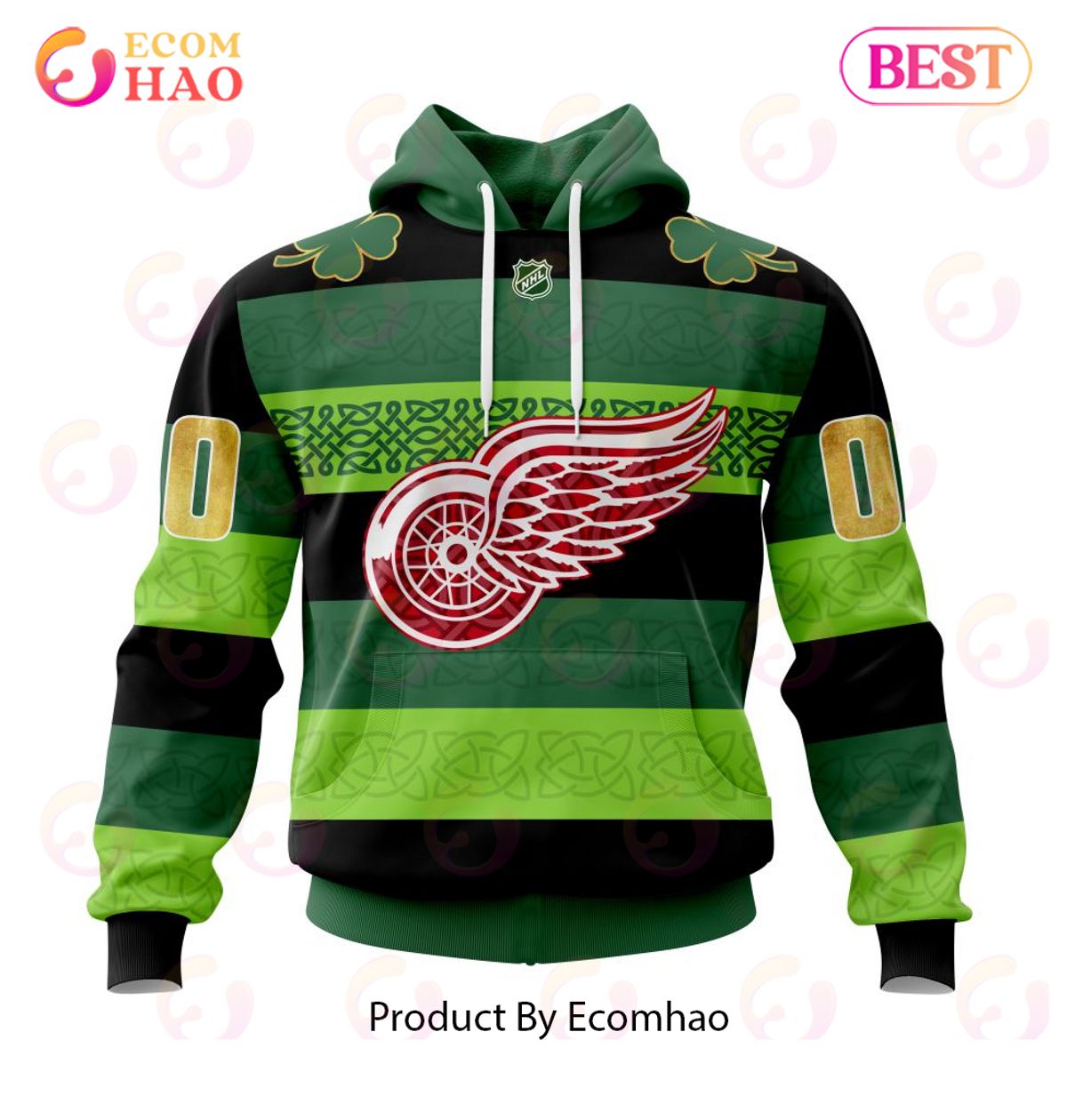NHL Detroit Red Wings St.Patrick Days Concepts 3D Hoodie