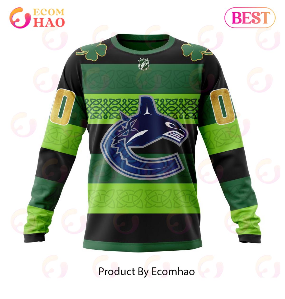 NHL Vancouver Canucks St.Patrick Days Concepts 3D Hoodie