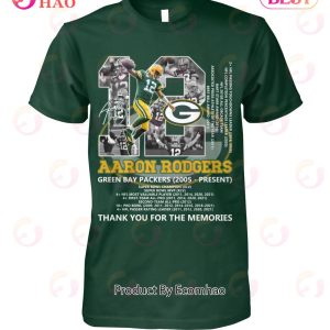 Aaron Rodgers 12 Green Bay Packers 2005 – Present Thank You For The Memories T-Shirt