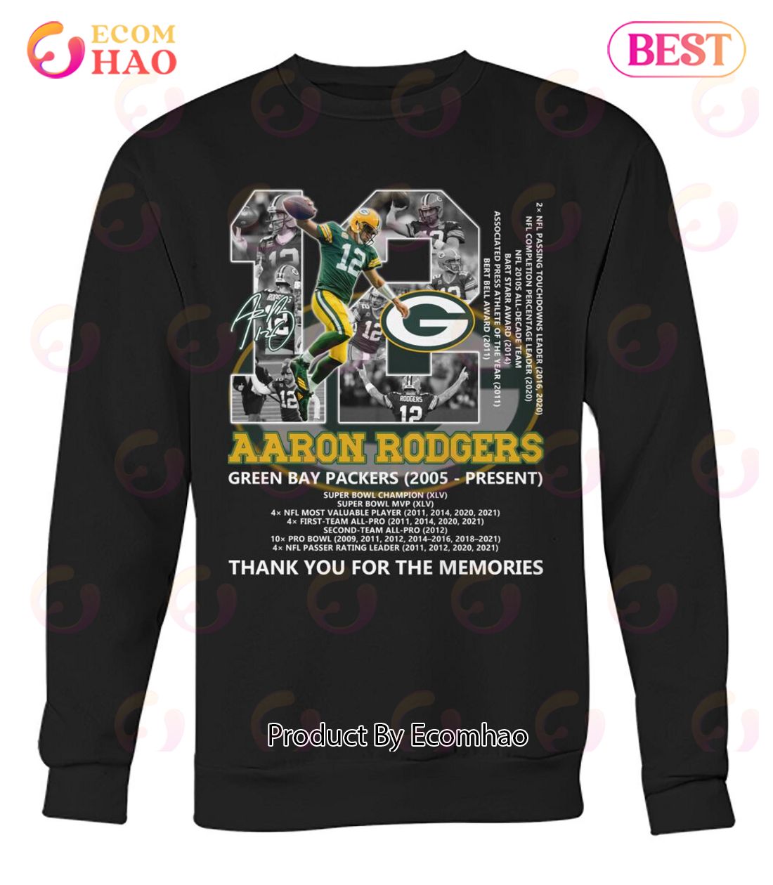 Green Bay Packers Aaron Rodgers 12 3D Custom Name Hawaiian Shirt