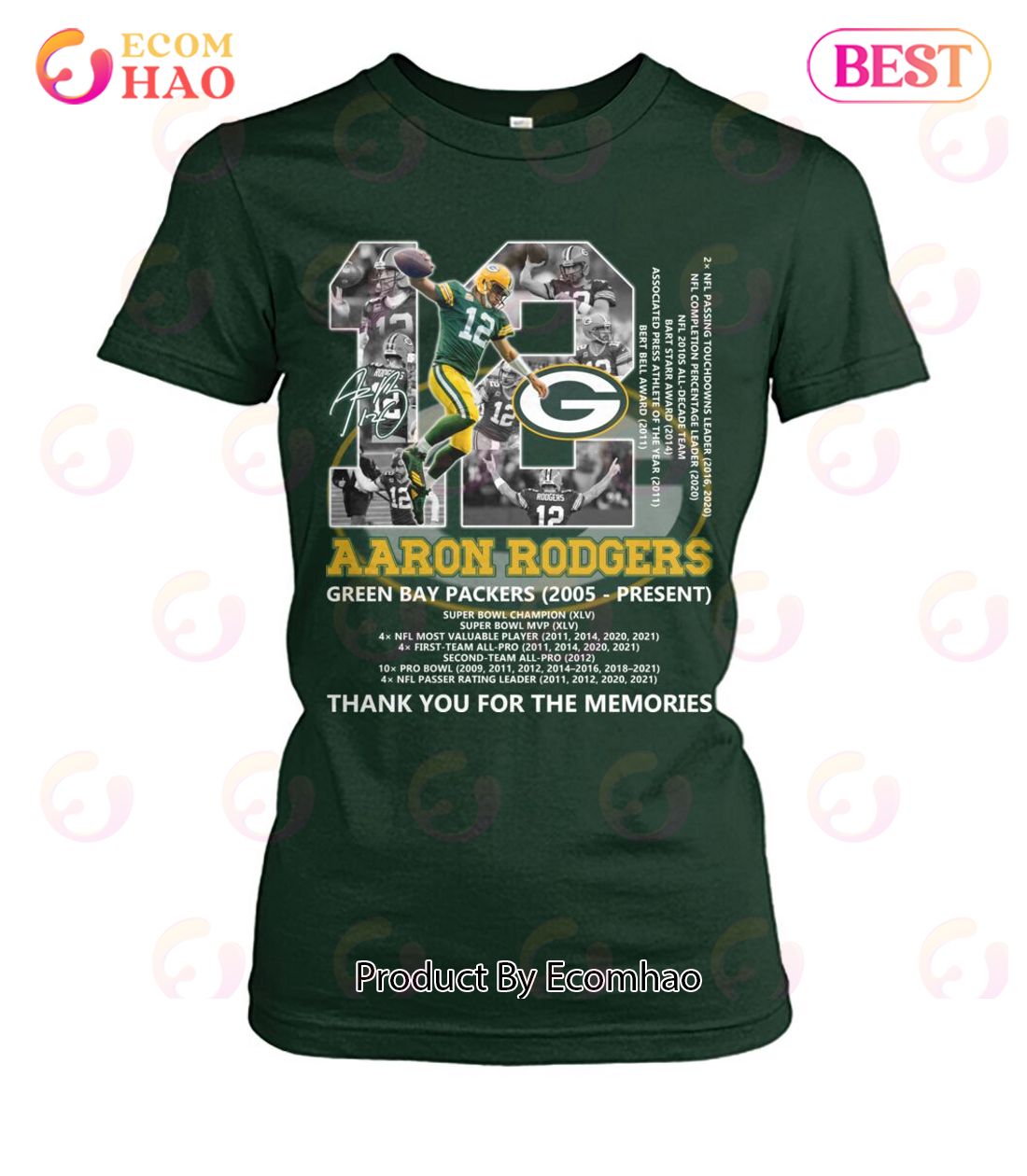 Green Bay Packers Aaron Rodgers 12 3D Custom Name Hawaiian Shirt