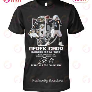 Derek Carr Raiders 2014 – 2022 Thank You For Everything T-Shirt - Ink In  Action