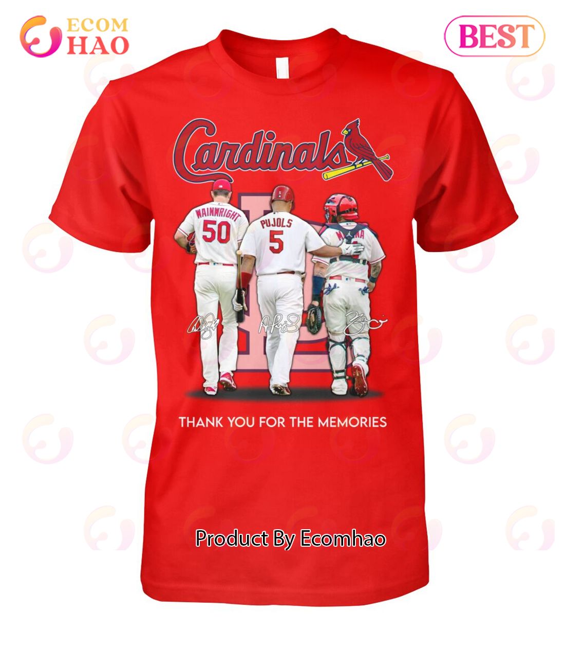 St. Louis Cardinals Wainwright And Pujols And Molina Thank You For The Memories T-Shirt