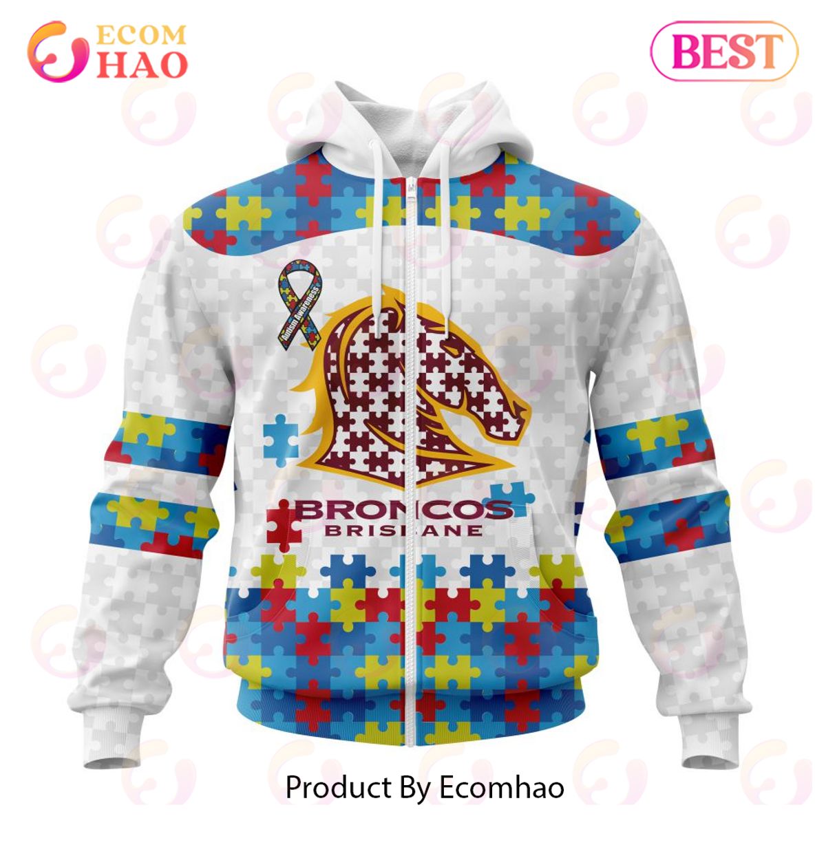 NRL Brisbane Broncos Autism Awareness Concept Kits 3D Hoodie