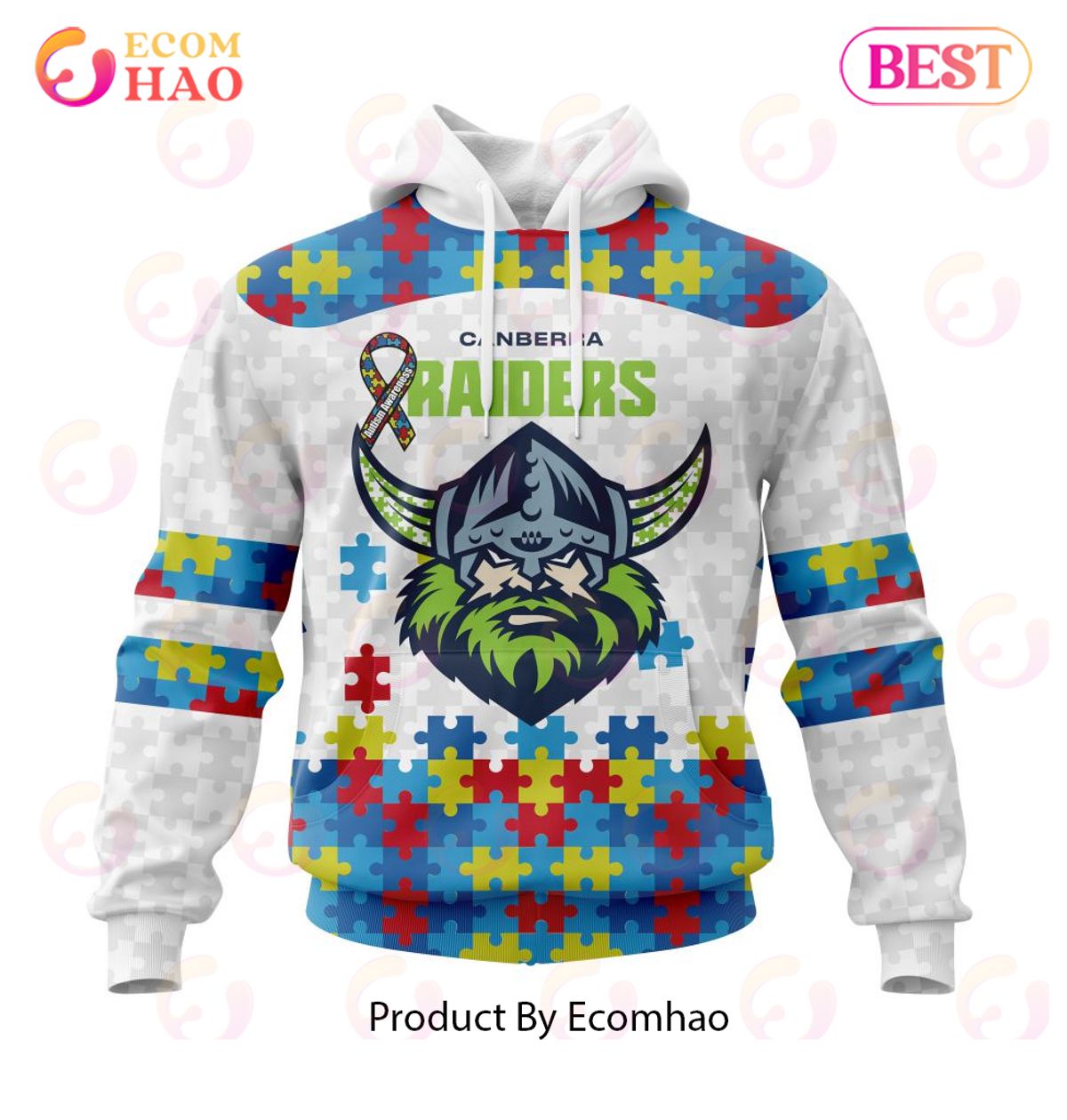 NRL Canberra Raiders Autism Awareness Concept Kits 3D Hoodie