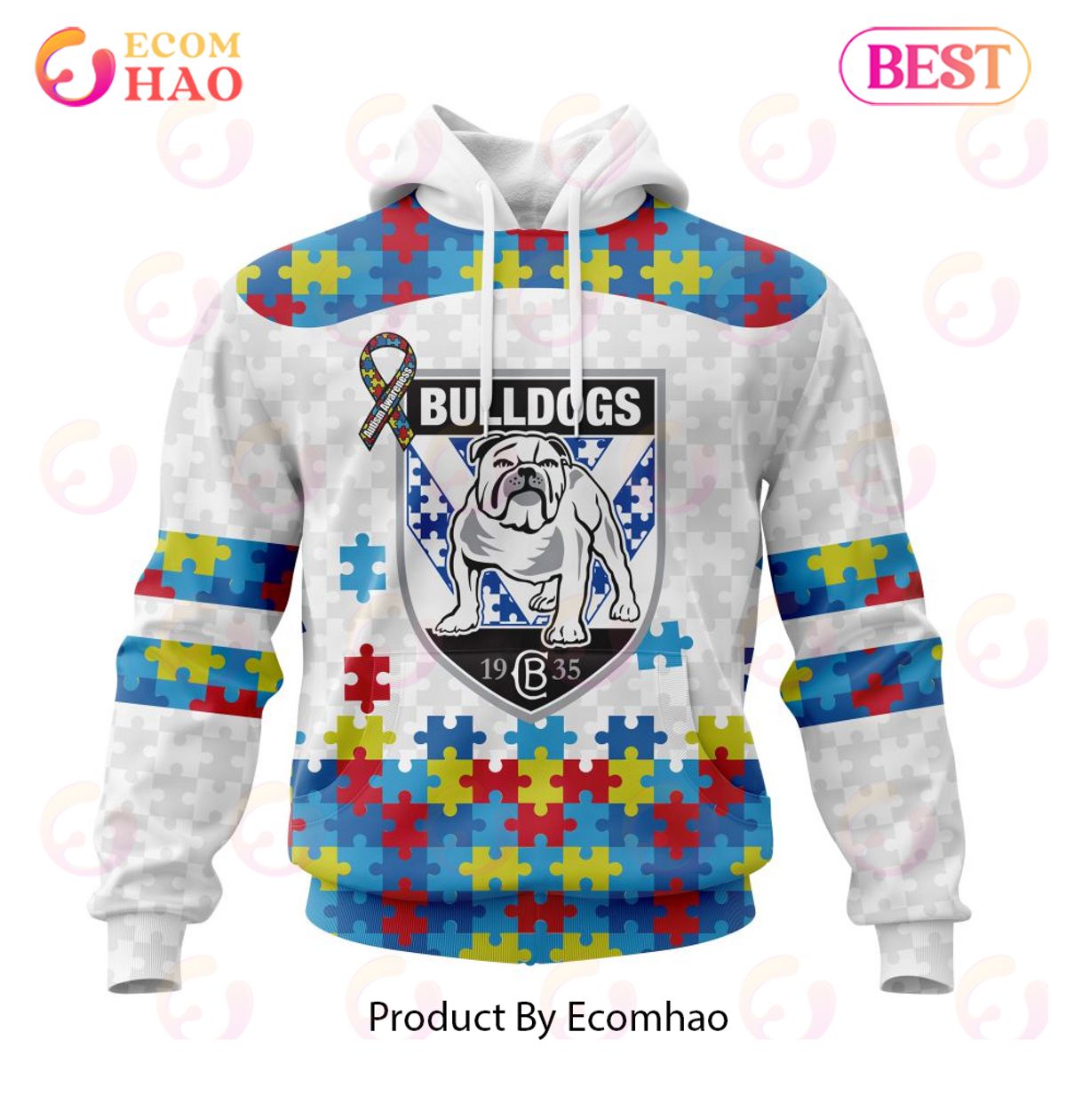 NRL Canterbury-Bankstown Bulldogs Autism Awareness Concept Kits 3D Hoodie