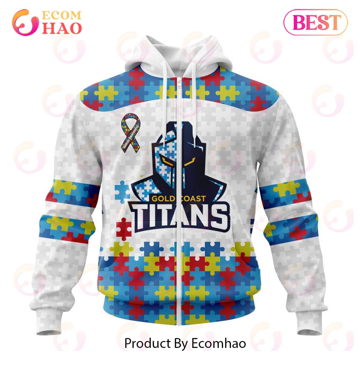 NRL Gold Coast Titans Autism Awareness Concept Kits 3D Hoodie