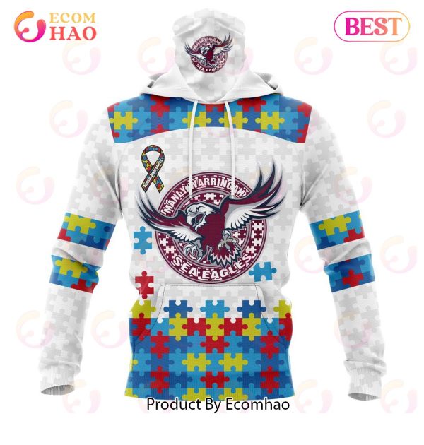NRL Manly Warringah Sea Eagles Autism Awareness Concept Kits 3D Hoodie