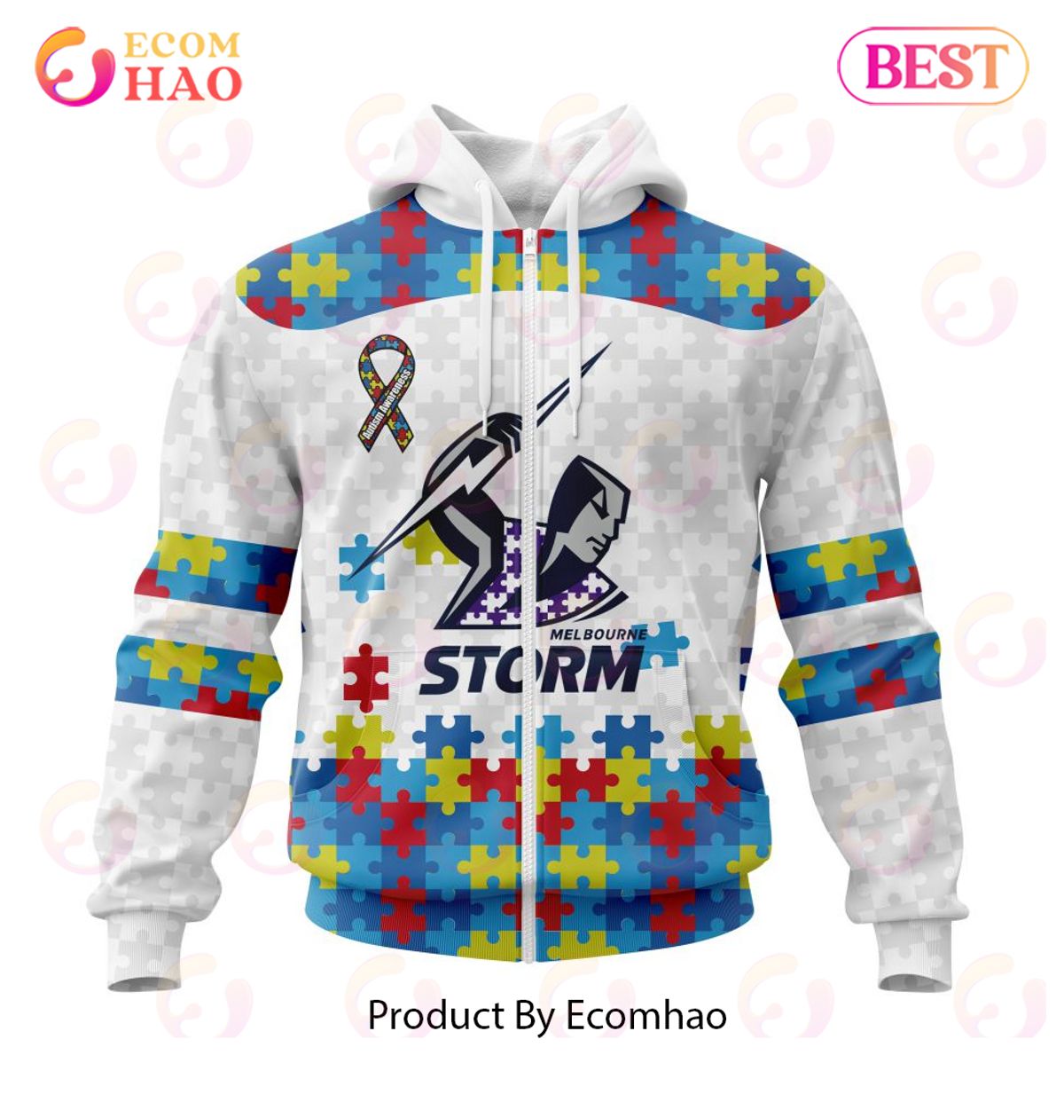 NRL Melbourne Storm Autism Awareness Concept Kits 3D Hoodie