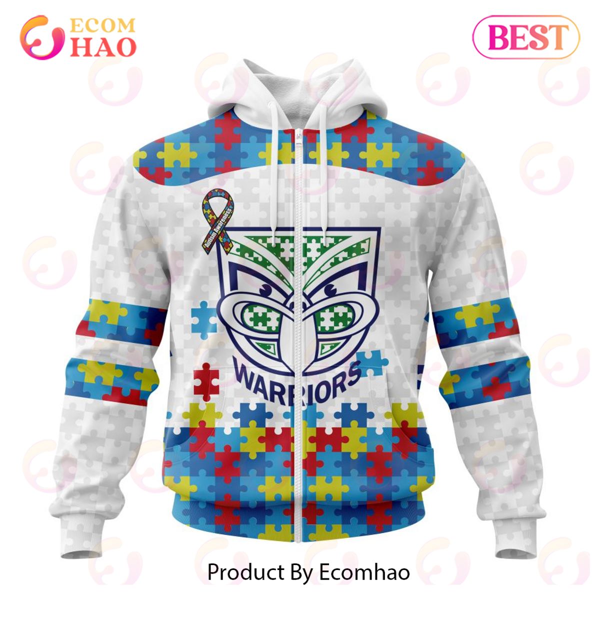 NRL New Zealand Warriors Autism Awareness Concept Kits 3D Hoodie