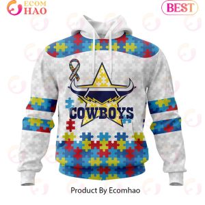 NRL North Queensland Cowboys Autism Awareness Concept Kits 3D Hoodie