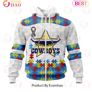 NRL North Queensland Cowboys Autism Awareness Concept Kits 3D Hoodie
