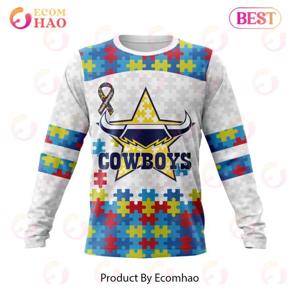 NRL North Queensland Cowboys Autism Awareness Concept Kits 3D Hoodie