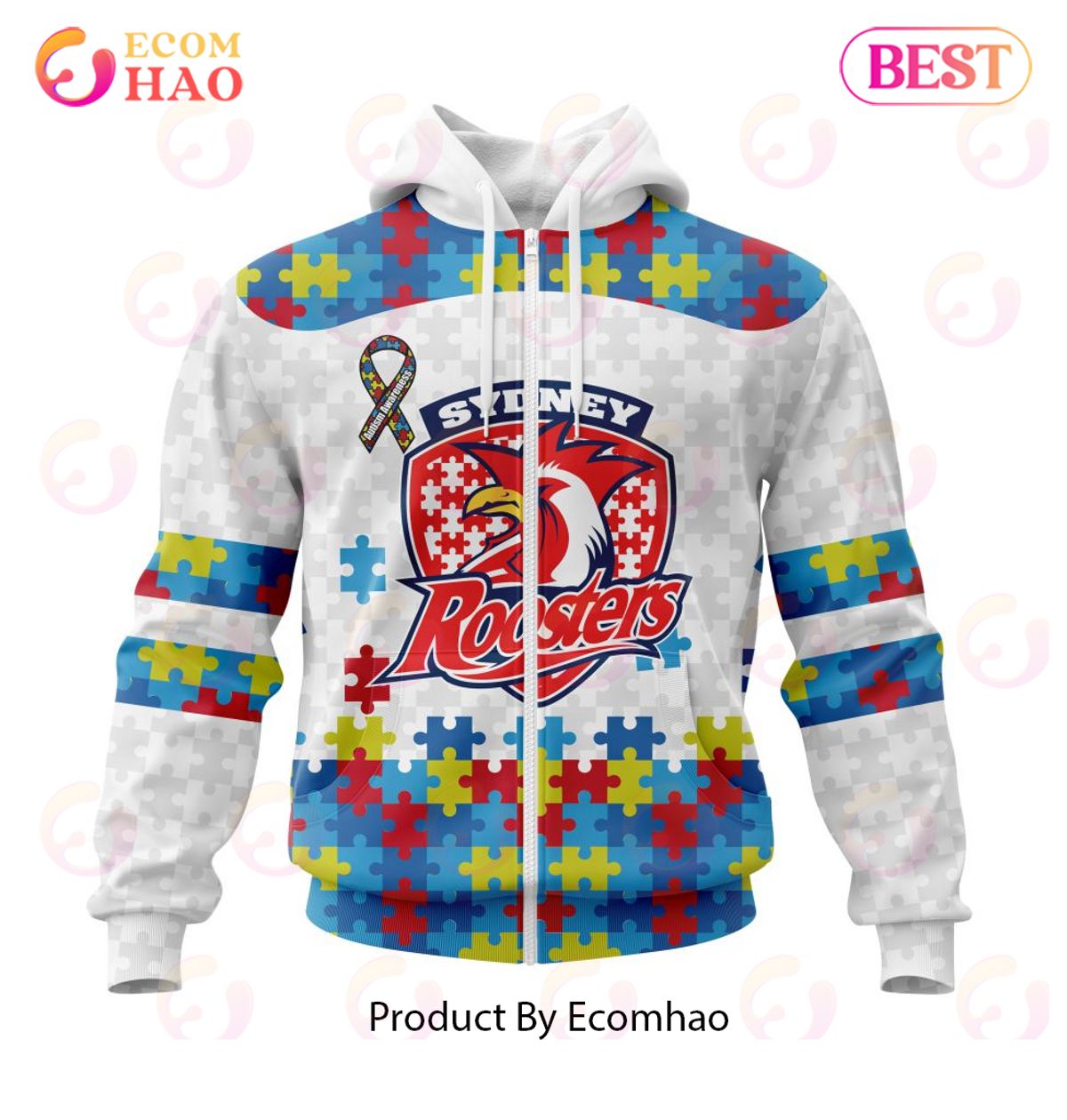 NRL Sydney Roosters Autism Awareness Concept Kits 3D Hoodie