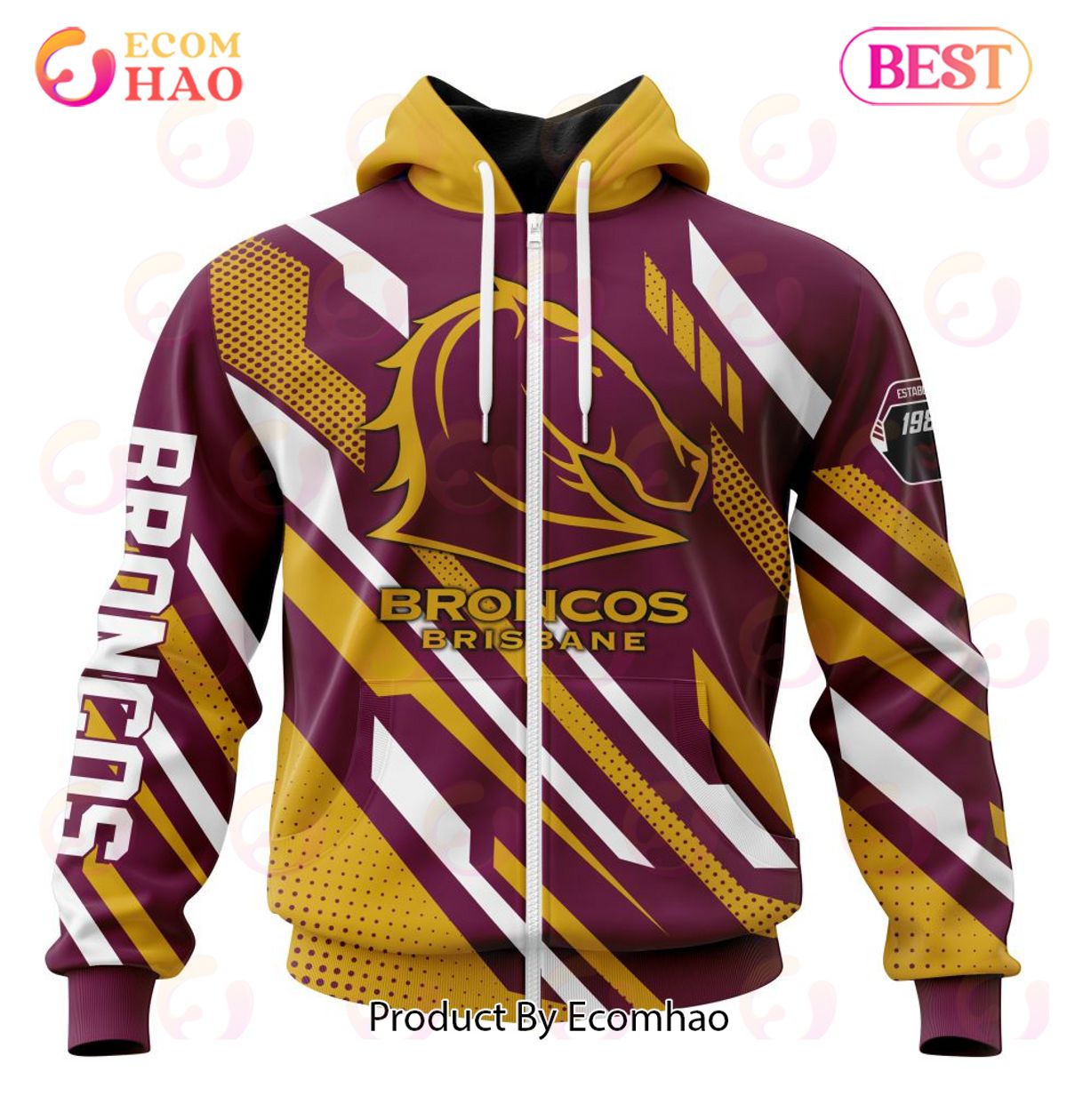 NRL Brisbane Broncos Special MotoCross Concept 3D Hoodie