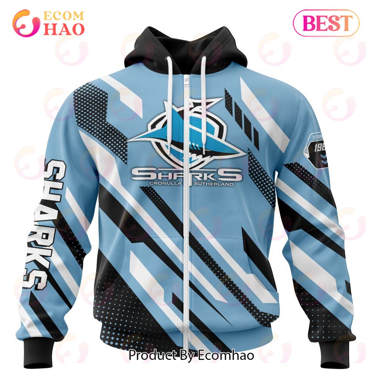 NRL Cronulla-Sutherland Sharks Special MotoCross Concept 3D Hoodie