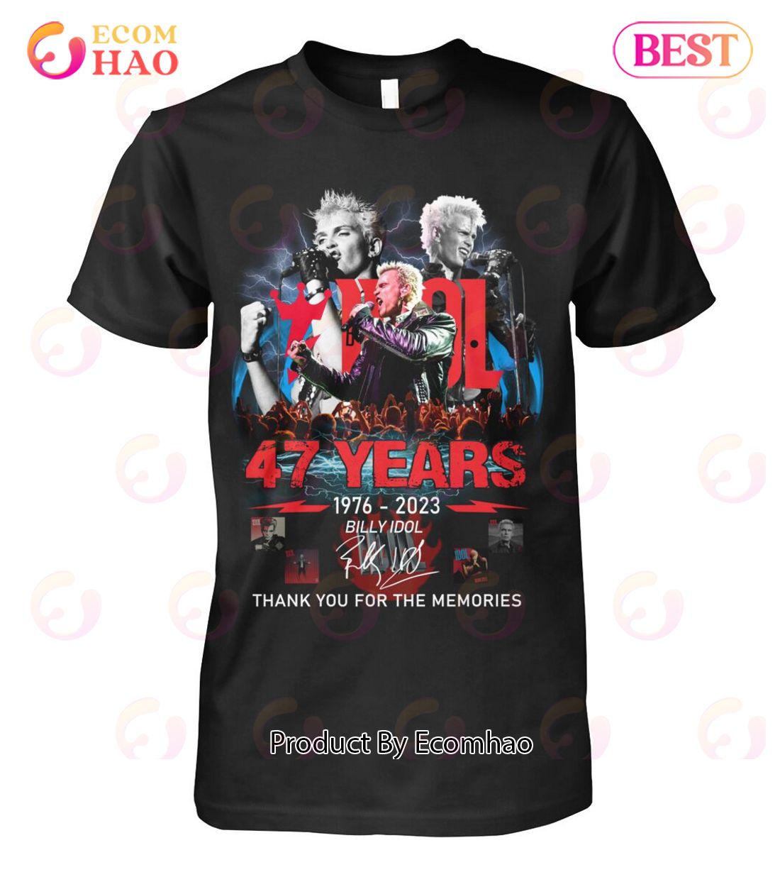 47 Years Of 1976 – 2023 Billy Idol Thank You For The Memories T-Shirt