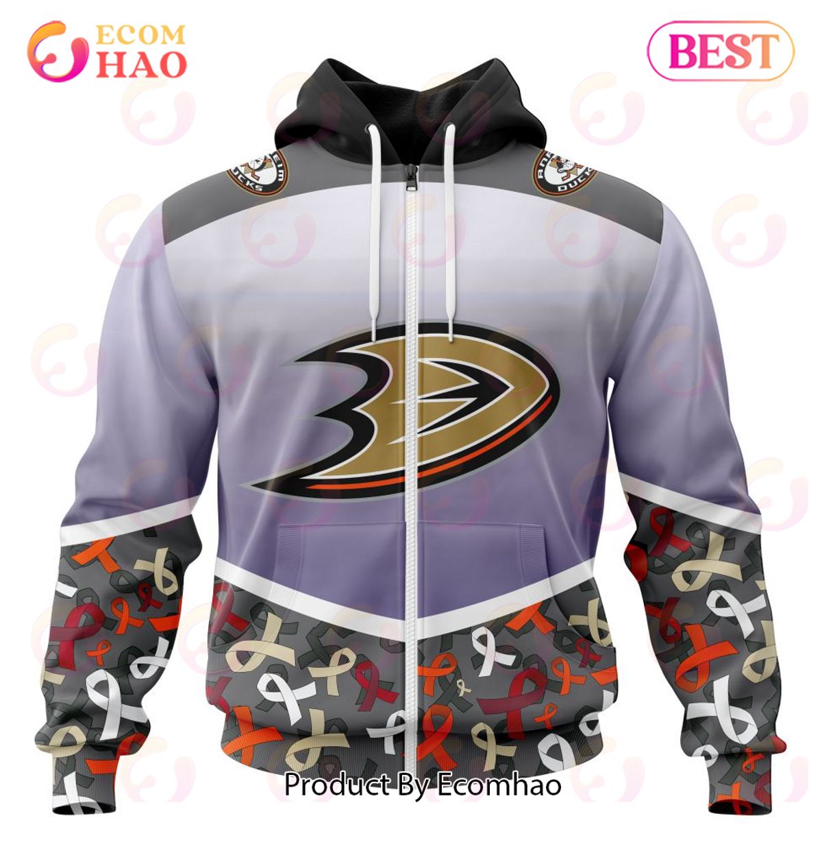 NHL Anaheim Ducks Specialized Sport Fights Again All Cancer 3D Hoodie