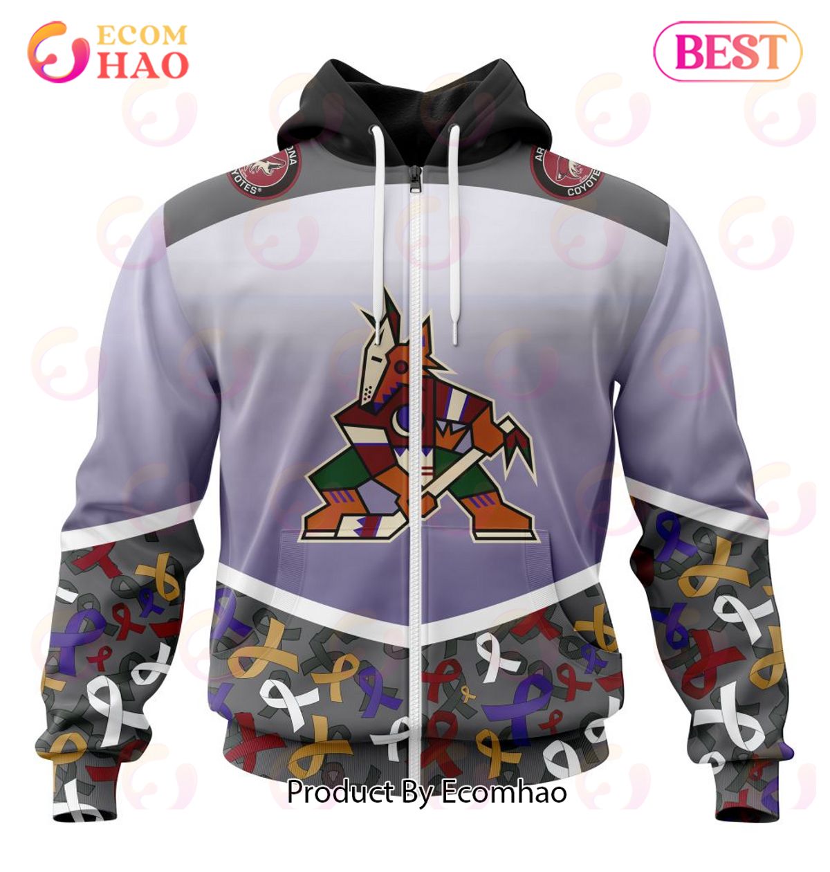 NHL Arizona Coyotes Specialized Sport Fights Again All Cancer 3D Hoodie