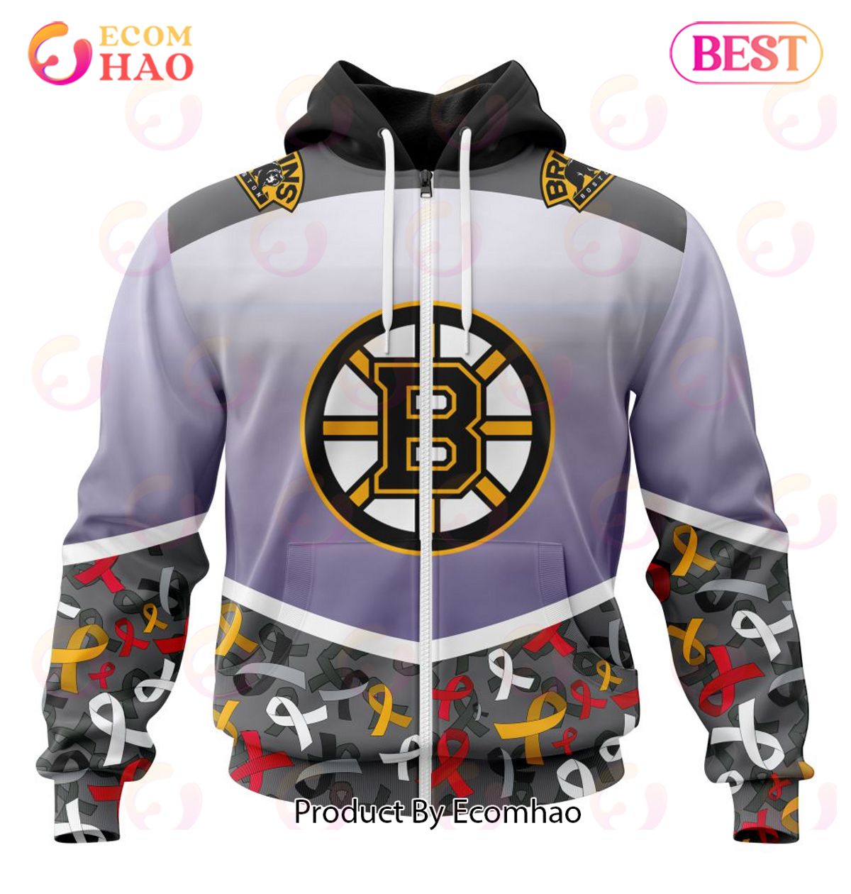 NHL Boston Bruins Specialized Sport Fights Again All Cancer 3D Hoodie