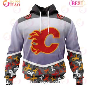 NHL Calgary Flames Specialized Sport Fights Again All Cancer 3D Hoodie