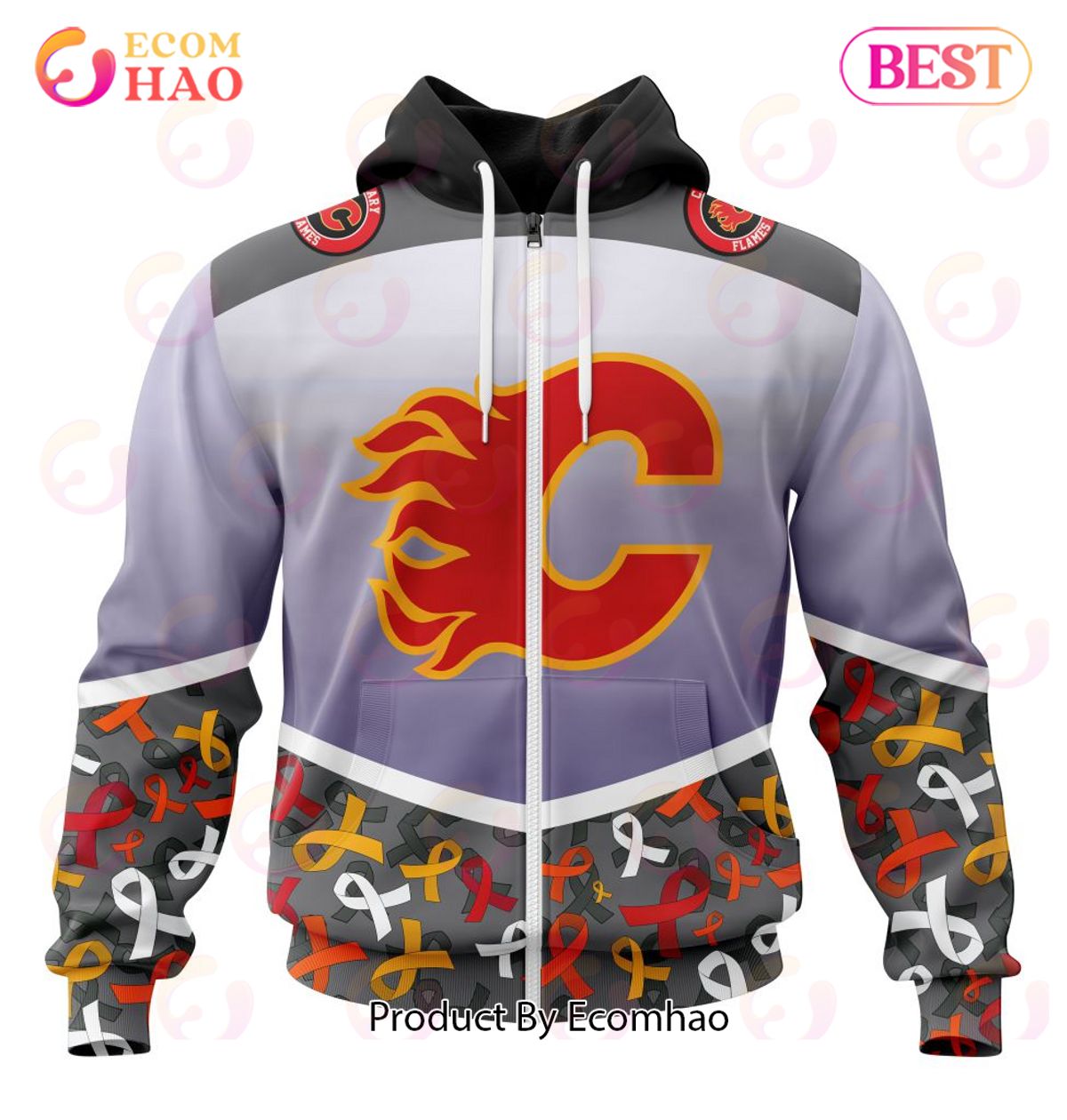 NHL Calgary Flames Specialized Sport Fights Again All Cancer 3D Hoodie