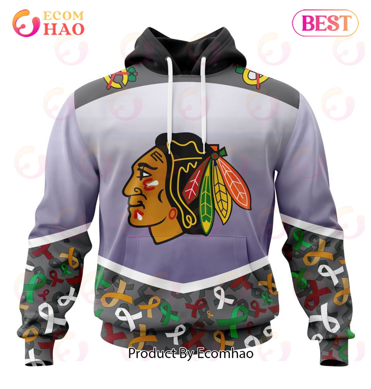 NHL Chicago BlackHawks Specialized Sport Fights Again All Cancer 3D Hoodie