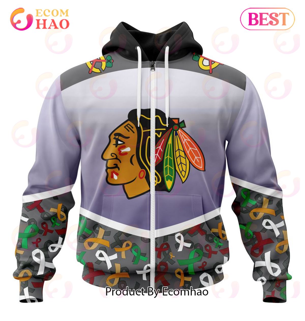 NHL Chicago BlackHawks Specialized Sport Fights Again All Cancer 3D Hoodie