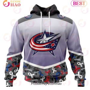 NHL Columbus Blue Jackets Specialized Sport Fights Again All Cancer 3D Hoodie