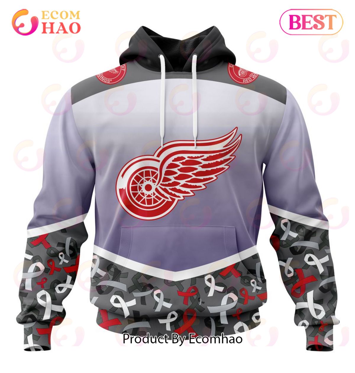 NHL Detroit Red Wings Specialized Sport Fights Again All Cancer 3D Hoodie