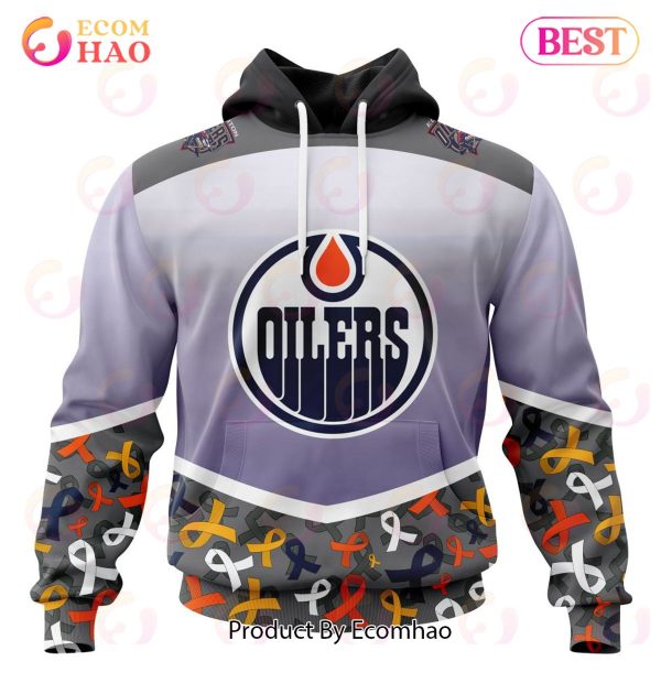 NHL Edmonton Oilers Specialized Sport Fights Again All Cancer 3D Hoodie