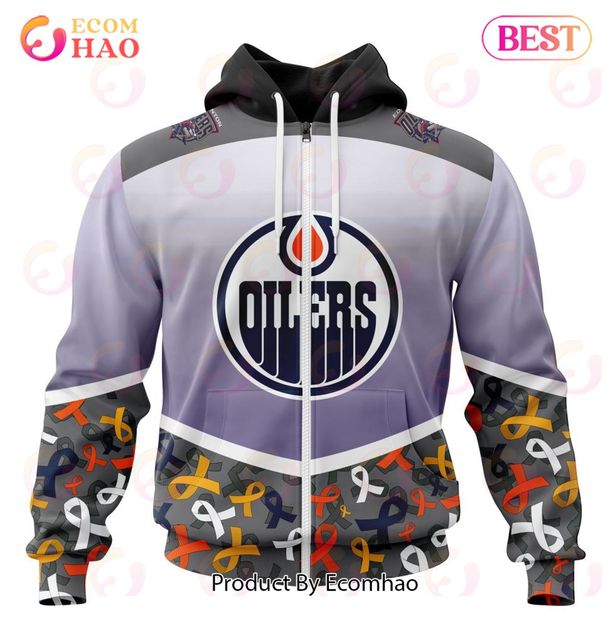 NHL Edmonton Oilers Specialized Sport Fights Again All Cancer 3D Hoodie