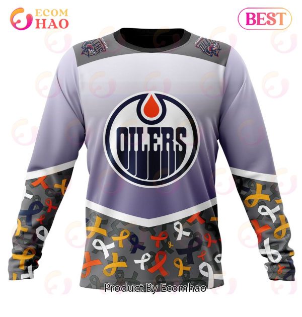NHL Edmonton Oilers Specialized Sport Fights Again All Cancer 3D Hoodie
