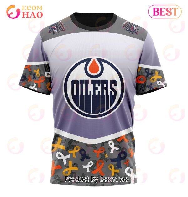 NHL Edmonton Oilers Specialized Sport Fights Again All Cancer 3D Hoodie