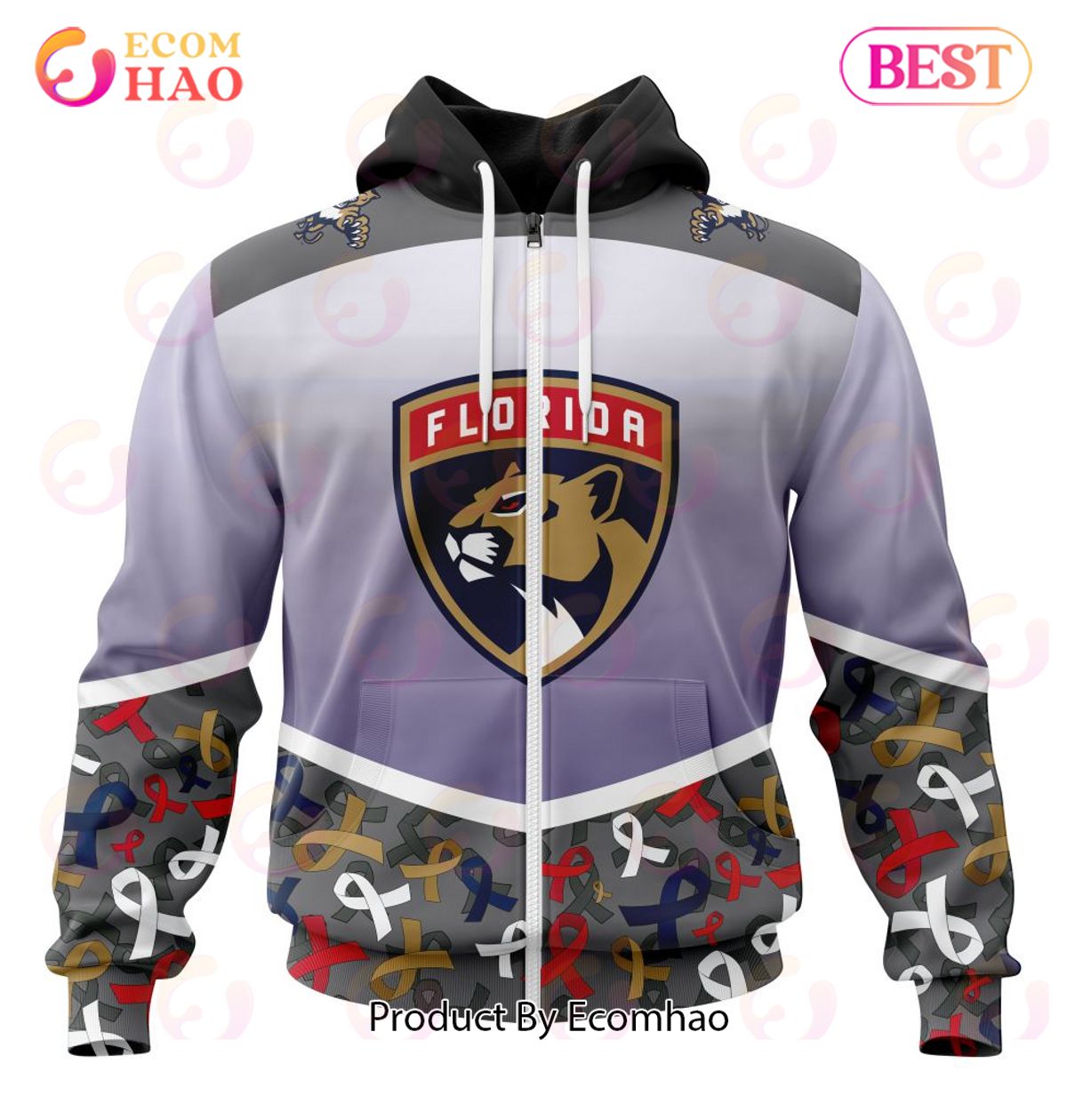 NHL Florida Panthers Specialized Sport Fights Again All Cancer 3D Hoodie