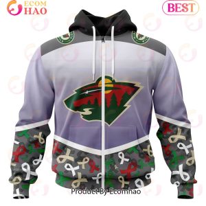 NHL Minnesota Wild Specialized Sport Fights Again All Cancer 3D Hoodie