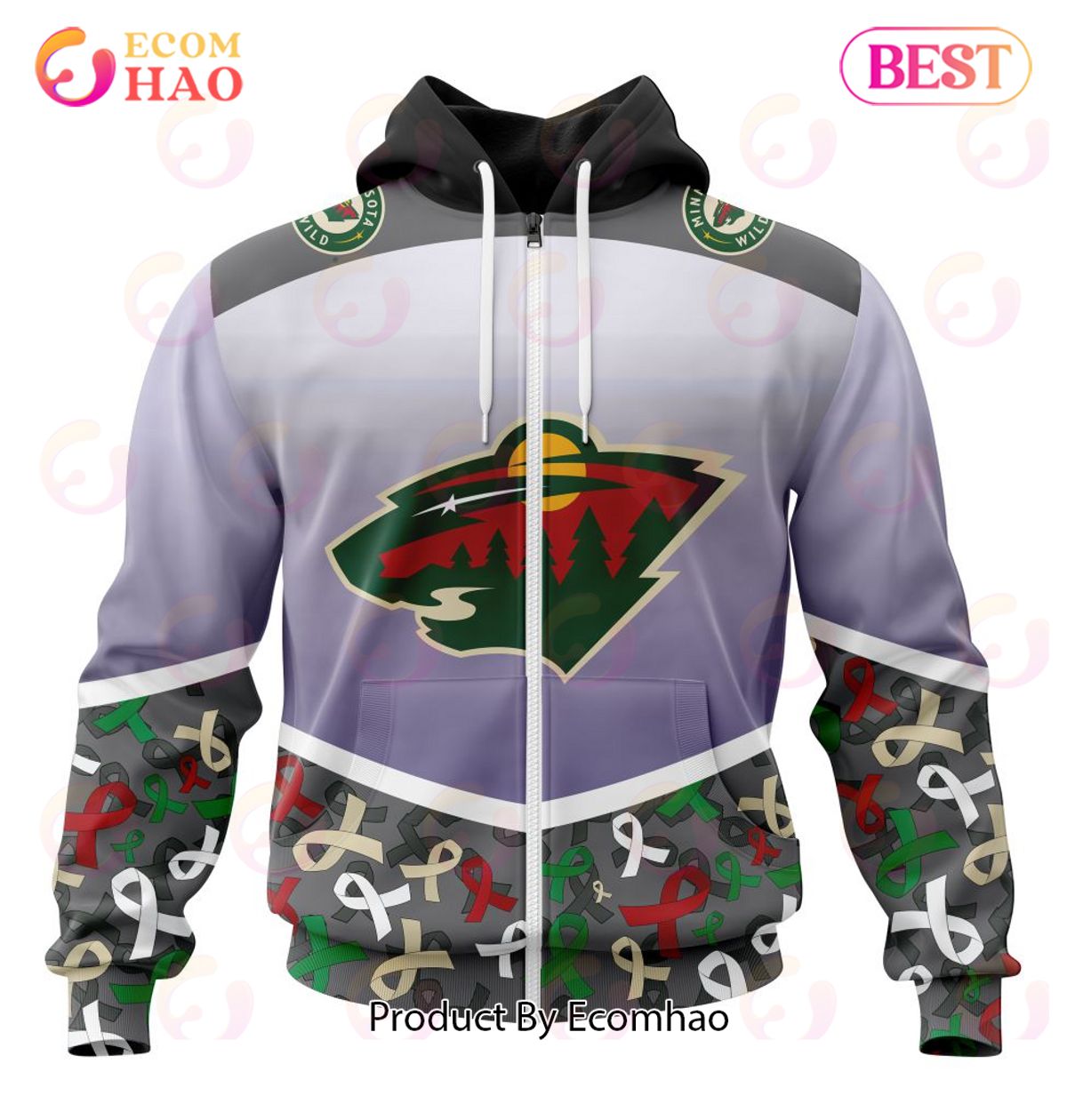 NHL Minnesota Wild Specialized Sport Fights Again All Cancer 3D Hoodie