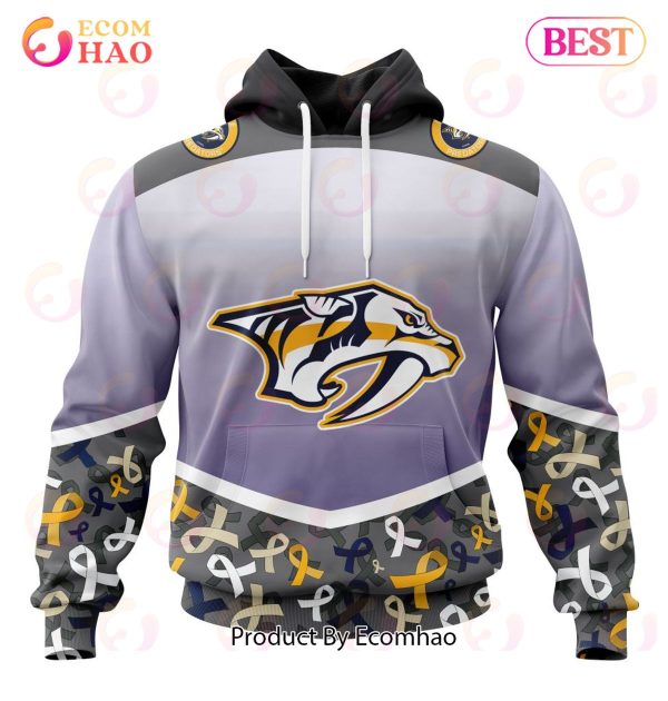 NHL Nashville Predators Specialized Sport Fights Again All Cancer 3D Hoodie