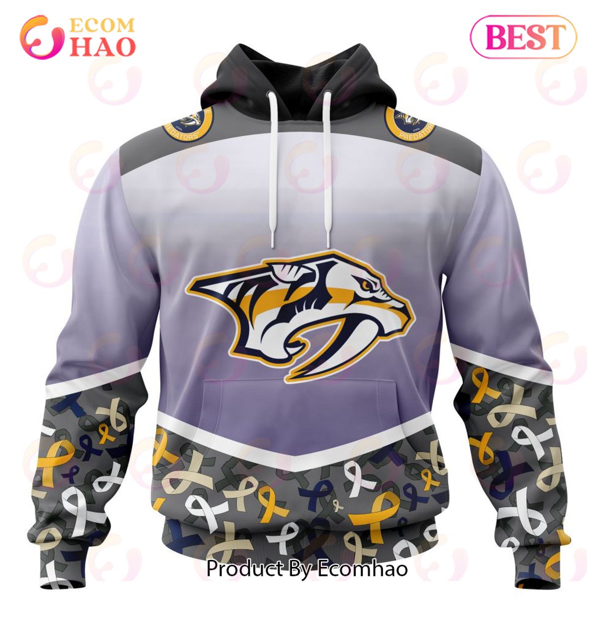 NHL Nashville Predators Specialized Sport Fights Again All Cancer 3D Hoodie