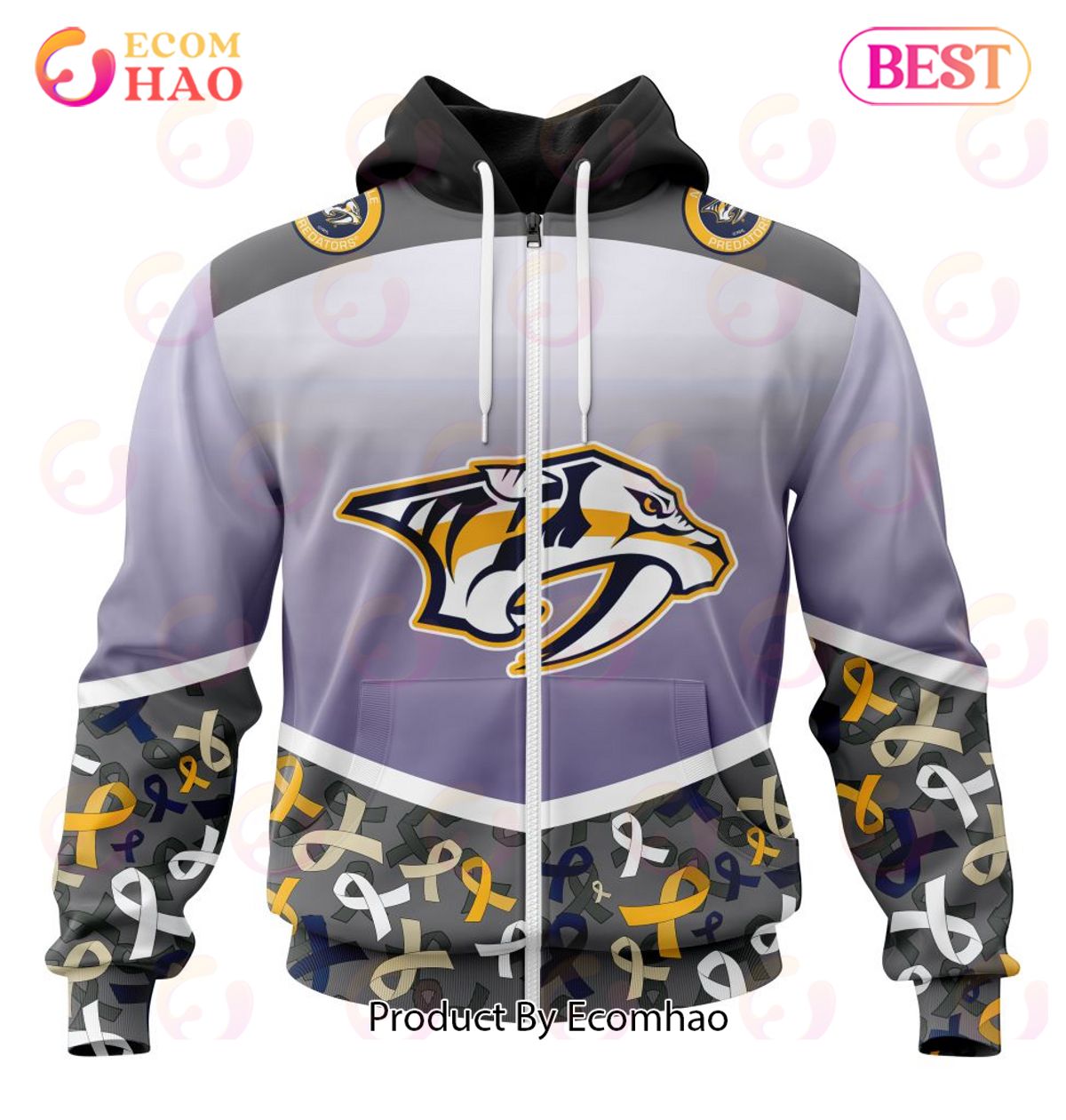 NHL Nashville Predators Specialized Sport Fights Again All Cancer 3D Hoodie