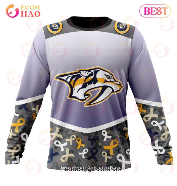 NHL Nashville Predators Specialized Sport Fights Again All Cancer 3D Hoodie