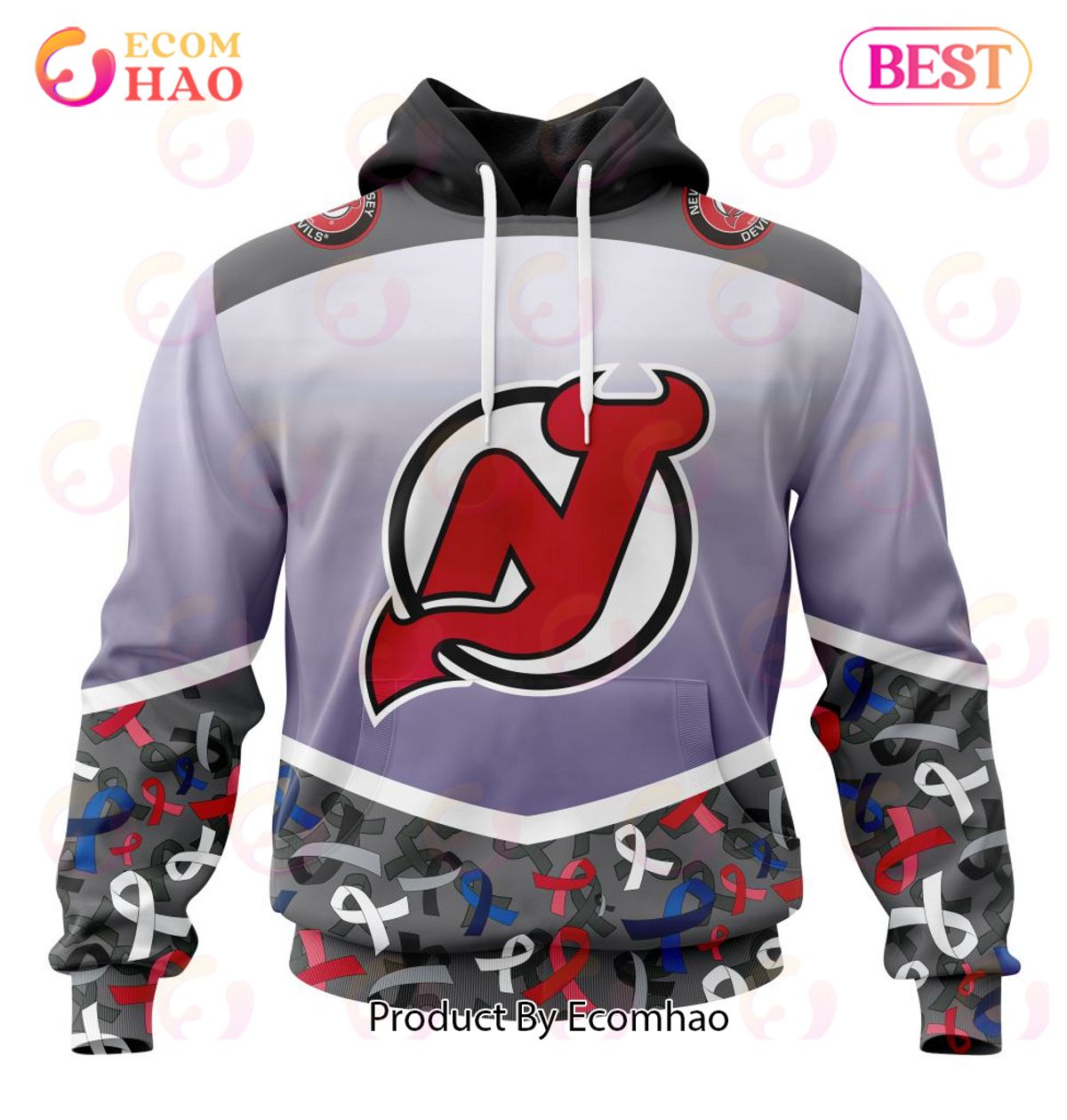 NHL New Jersey Devils Specialized Sport Fights Again All Cancer 3D Hoodie